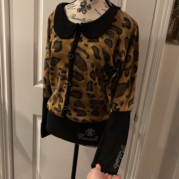 Vintage Y2K Roberto Cavalli Cheetah Embellished Women’s Shirt - Picture 9 of 10